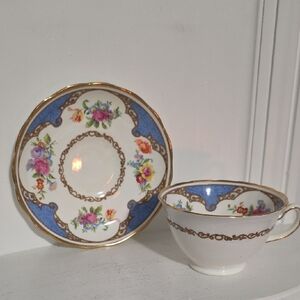 Pretty in Pink-and Blue-Hammersley PedestalTeacup and Saucer
